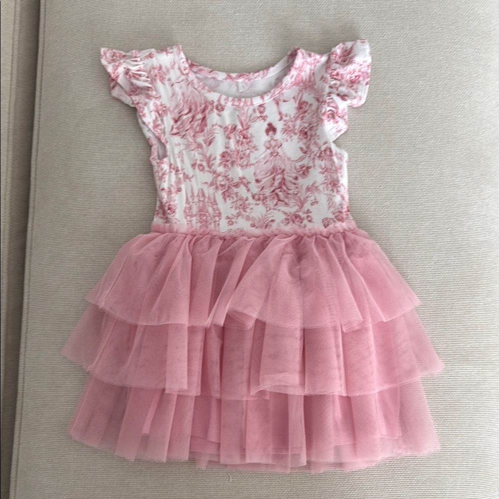 Posh Peanut Ruffled Tiered Pink and White Sundress